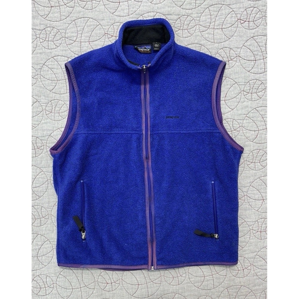 Patagonia Synchilla Fleece Vest Jacket Men Large Blue 25182 USA 90s